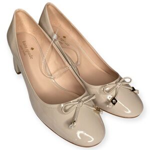 NWOT Kate Spade New York 10 Bev Bette Bow Tusk Patent Leather Block Heels